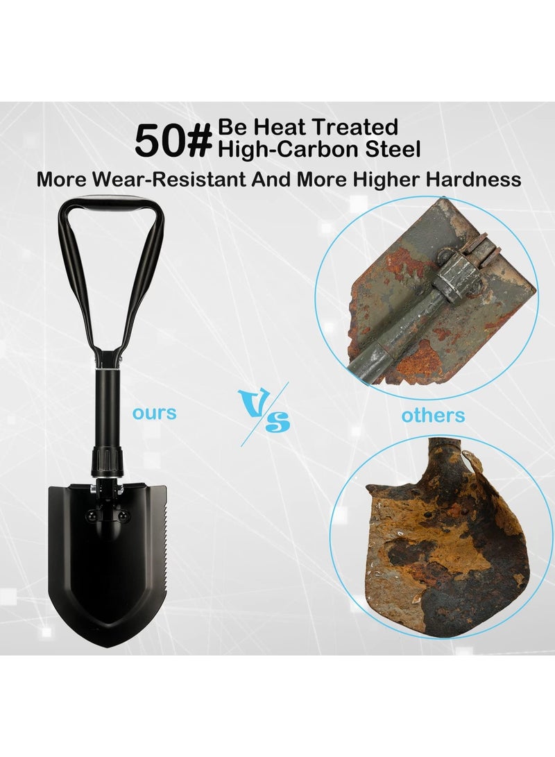 Folding Shovel– Entrenching Tool 18.25 Inch Foldable Camping Shovel w/Wood Saw Edge and Tactical Shovel Carry Case - Image 2
